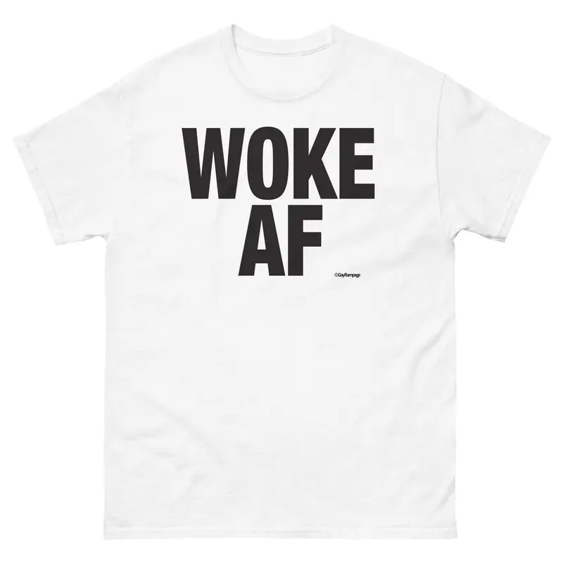 002 Woke Af W/ Woke Definition On Back (Black On White) Men's Classic Tee 1