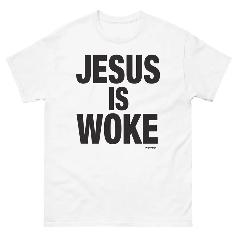 005 Jesus Is Woke (Black On White) Men's Classic Tee 1