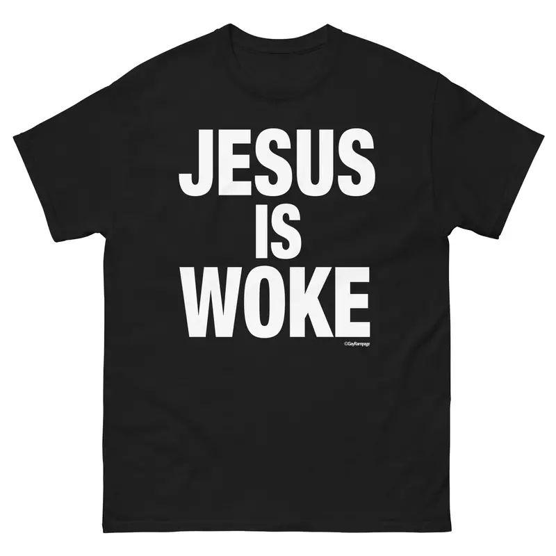 006 Jesus Is Woke (White On Black) Men's Classic Tee 1