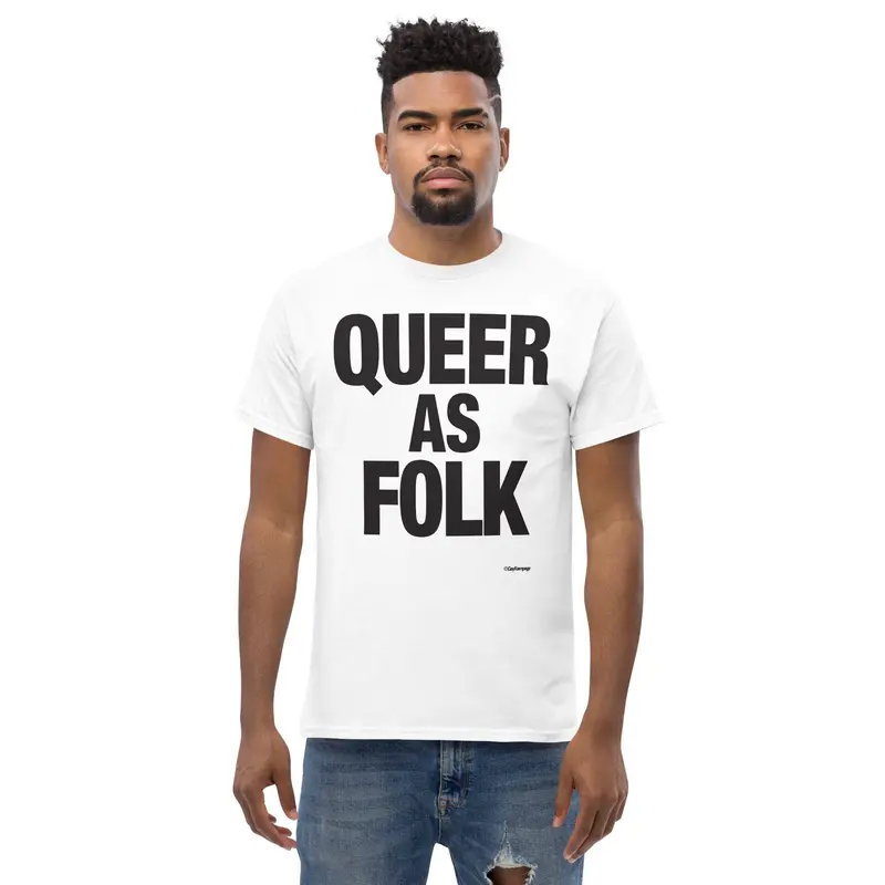 007 Queer As Folk (Black On White) Men's Classic Tee 1