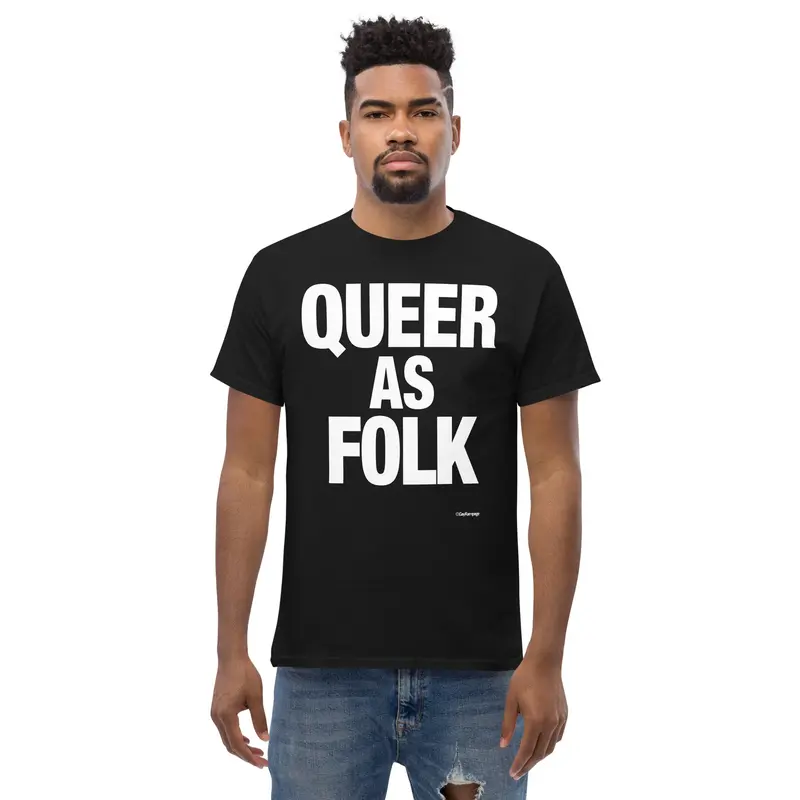008 Queer As Folk (White On Black) Men's Classic Tee 1