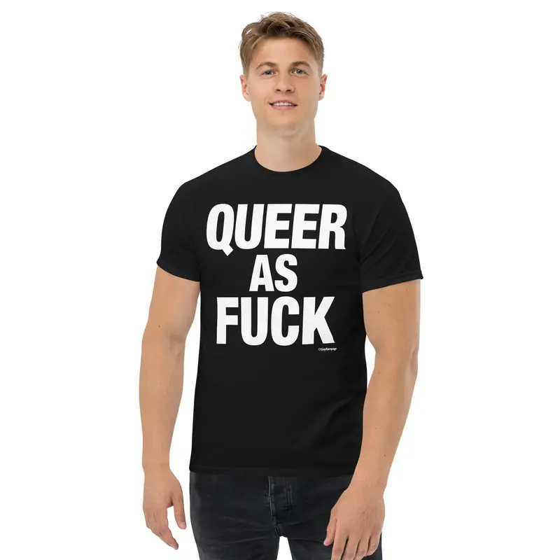 010 Queer As Fuck (White On Black) Men's Classic Tee 1