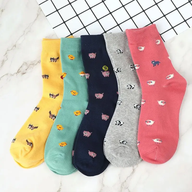 1 Pair Cute Small Animal Cartoon Socks Spring Autumn Cotton Casual Socks With Prints Little Piggy Chausette Femme 1
