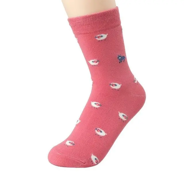 1 Pair Cute Small Animal Cartoon Socks Spring Autumn Cotton Casual Socks With Prints Little Piggy Chausette Femme 5