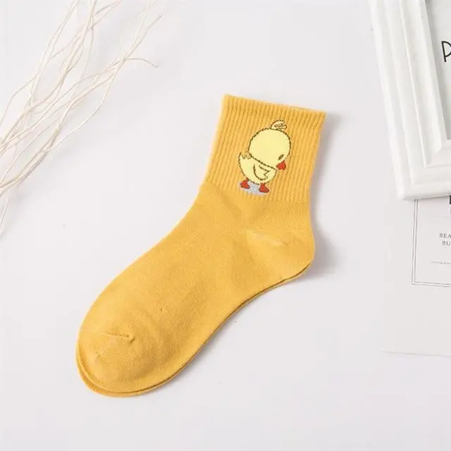1 Pair Ladies Comfortable Cotton Socks New Fashion All Seasons Cartoon Animal Embroidery Series Women Fresh Harajuku Crew Socks 1