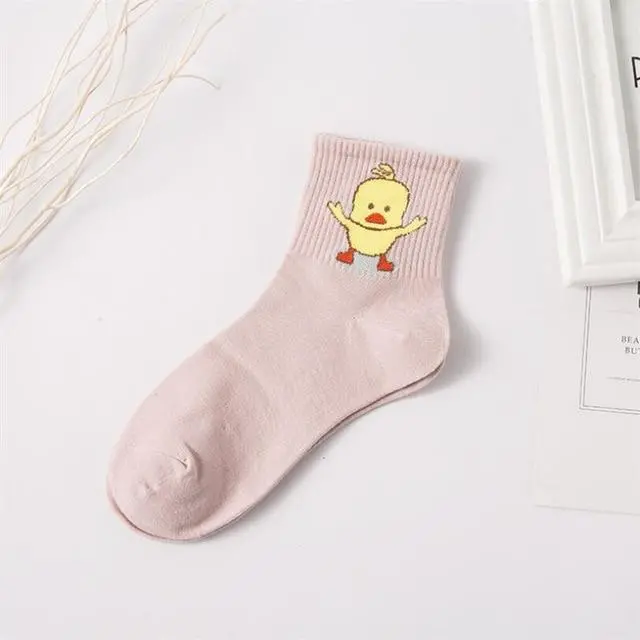 1 Pair Ladies Comfortable Cotton Socks New Fashion All Seasons Cartoon Animal Embroidery Series Women Fresh Harajuku Crew Socks 5