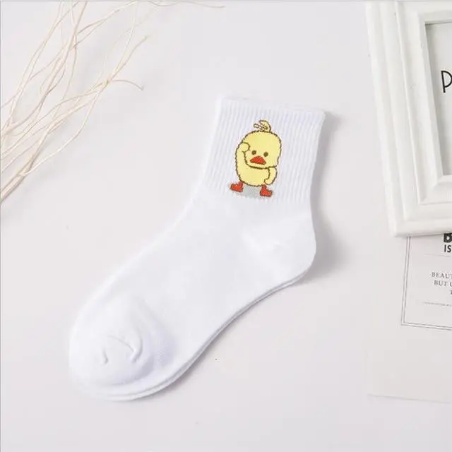 1 Pair Ladies Comfortable Cotton Socks New Fashion All Seasons Cartoon Animal Embroidery Series Women Fresh Harajuku Crew Socks 5