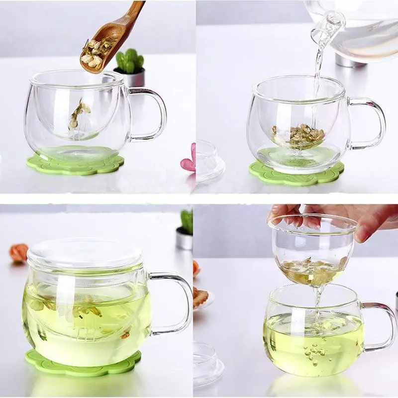 1 Set Coffee Mug Tea Glass Cup Transparent Clear Glass Milk Mug Coffee Tea Mugs With Tea Infuser Filter Lid Water Cup 1