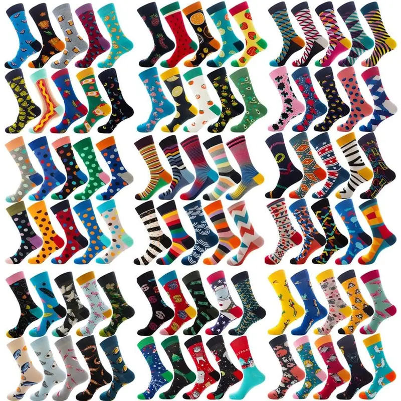 10 Pairs Socks For Men Big Foot Male Socks Funny Cut Sock Crew Mid Length Cartoon Animal Fruit Food Painting Socks Plus Size Hot 1