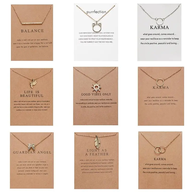 10 Styles Fashion Jewelry Women Pendant Necklace Cat Ear Angel Wings Bird Animal Circle Geometric Charm Clavicle Chains Collar 1