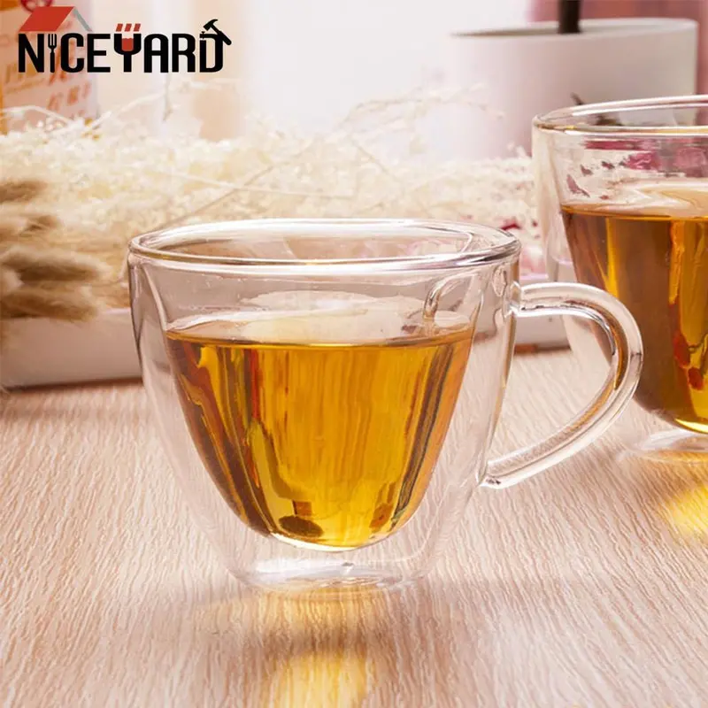180Ml/240Ml Double Wall Glass Mug Tea Heart Love Shaped Heat-Resisting Drinkware Beer Mug Juice Cup Coffee Cups Mug Gift 1
