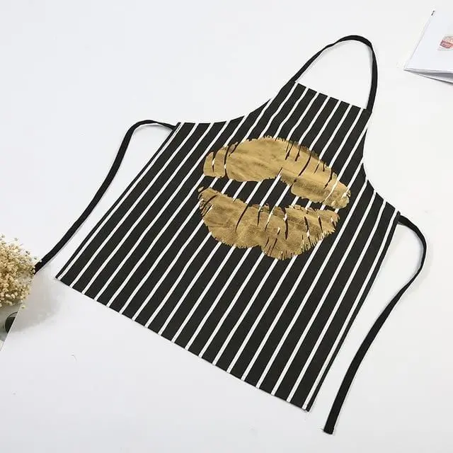 1Pcs Fashion Bronzing Cotton Apron Women Adult Bibs Home Cooking Baking Coffee Shop Cleaning Aprons Kitchen Accessories 12