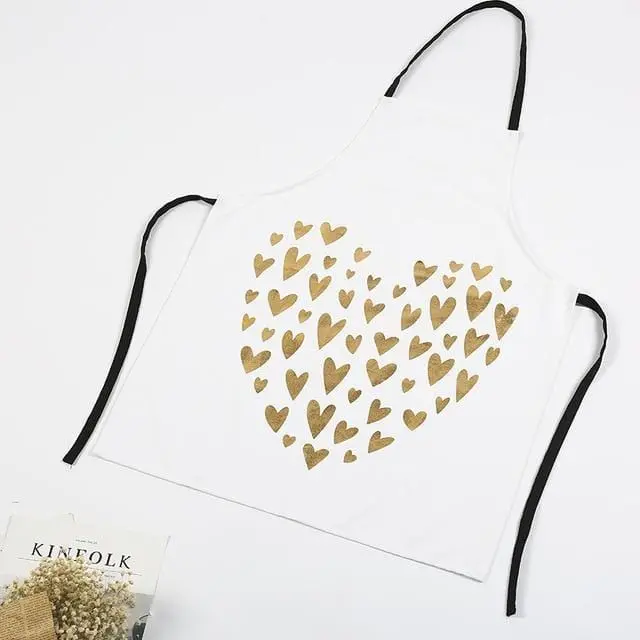 1Pcs Fashion Bronzing Cotton Apron Women Adult Bibs Home Cooking Baking Coffee Shop Cleaning Aprons Kitchen Accessories 13
