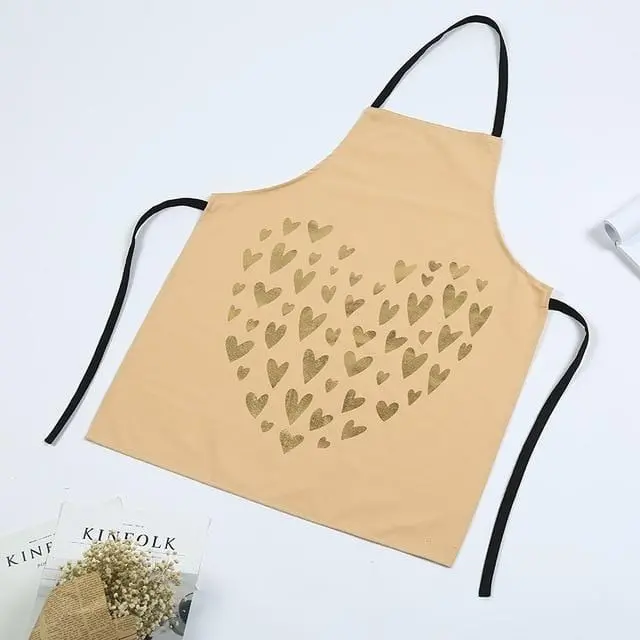 1Pcs Fashion Bronzing Cotton Apron Women Adult Bibs Home Cooking Baking Coffee Shop Cleaning Aprons Kitchen Accessories 15