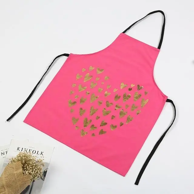 1Pcs Fashion Bronzing Cotton Apron Women Adult Bibs Home Cooking Baking Coffee Shop Cleaning Aprons Kitchen Accessories 18