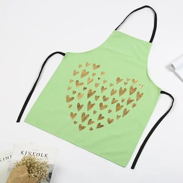 1Pcs Fashion Bronzing Cotton Apron Women Adult Bibs Home Cooking Baking Coffee Shop Cleaning Aprons Kitchen Accessories 20
