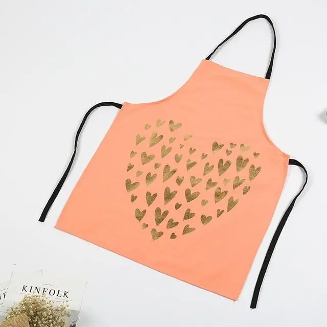1Pcs Fashion Bronzing Cotton Apron Women Adult Bibs Home Cooking Baking Coffee Shop Cleaning Aprons Kitchen Accessories 8