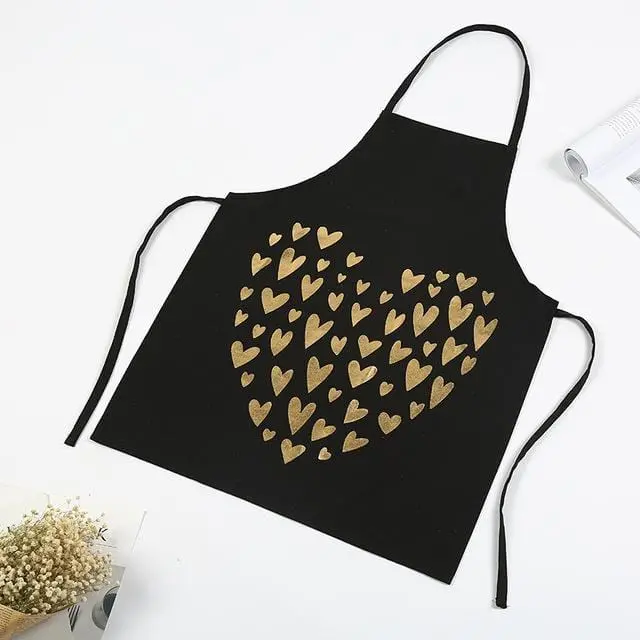 1Pcs Fashion Bronzing Cotton Apron Women Adult Bibs Home Cooking Baking Coffee Shop Cleaning Aprons Kitchen Accessories 9