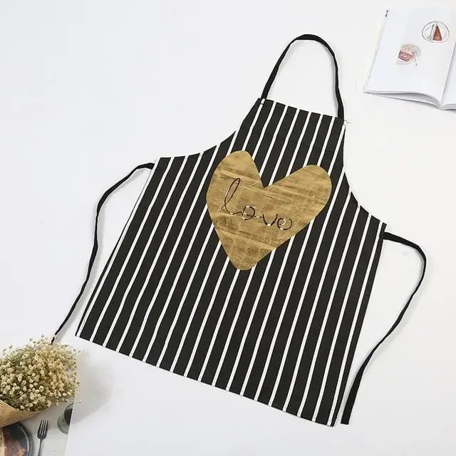 1Pcs Fashion Bronzing Cotton Apron Women Adult Bibs Home Cooking Baking Coffee Shop Cleaning Aprons Kitchen Accessories 9