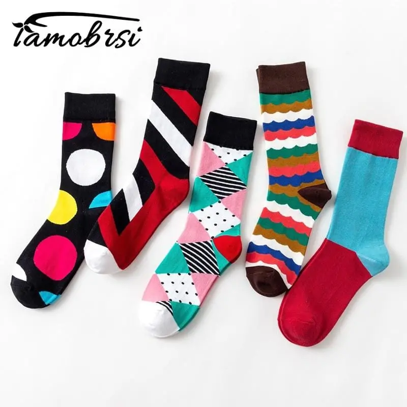 2018 Geometry Style Fashion Socks Short Female Funny Cotton Socks Women Winter Fall Men Unisex Happy Short Lady Socks Male Sox 1