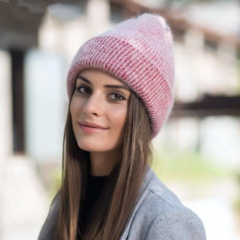 2019 New Simple Rabbit Fur Beanie Hat For Women Winter Skullies Warm Gravity Falls Cap Gorros Female Cap 1