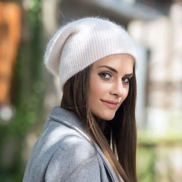 2019 New Simple Rabbit Fur Beanie Hat For Women Winter Skullies Warm Gravity Falls Cap Gorros Female Cap 6