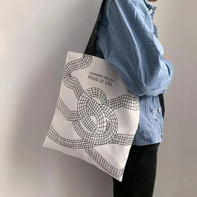 2019 New Women Canvas Bags Eco Reusable Shopping Bags With Zipper Foldable Shoulder Bag Girls Students Casual Handbag Tote 10