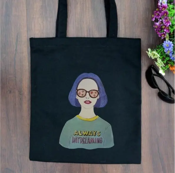 2019 New Women Canvas Bags Eco Reusable Shopping Bags With Zipper Foldable Shoulder Bag Girls Students Casual Handbag Tote 18