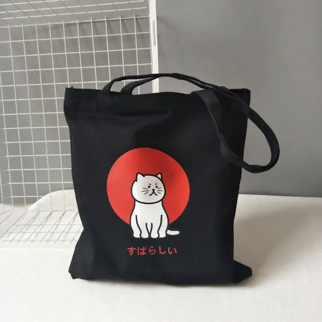 2019 New Women Canvas Bags Eco Reusable Shopping Bags With Zipper Foldable Shoulder Bag Girls Students Casual Handbag Tote 9