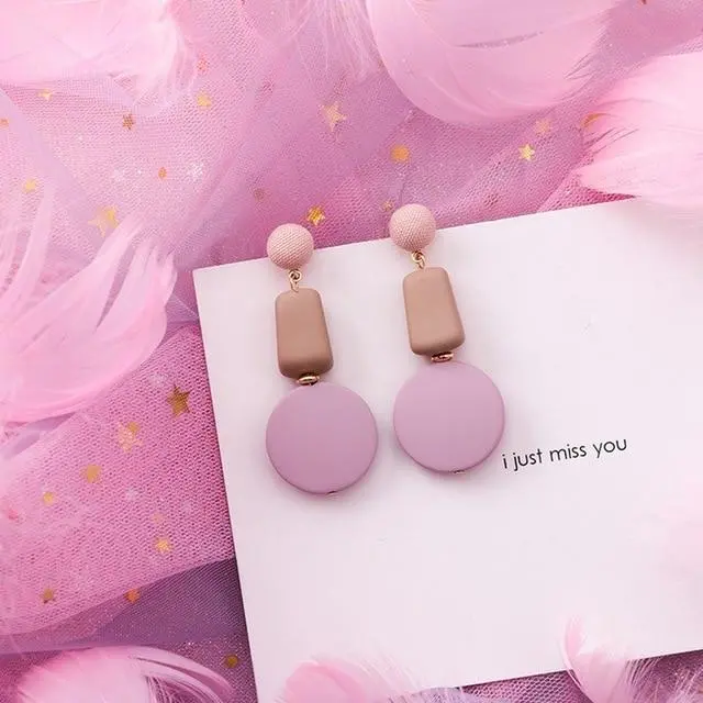 2019 Pink Earrings Korean Flower Sweet Geometric Earring Simulated Pearl Pendientes Mujer For Women Tassel Ear Jewelry Brincos 10