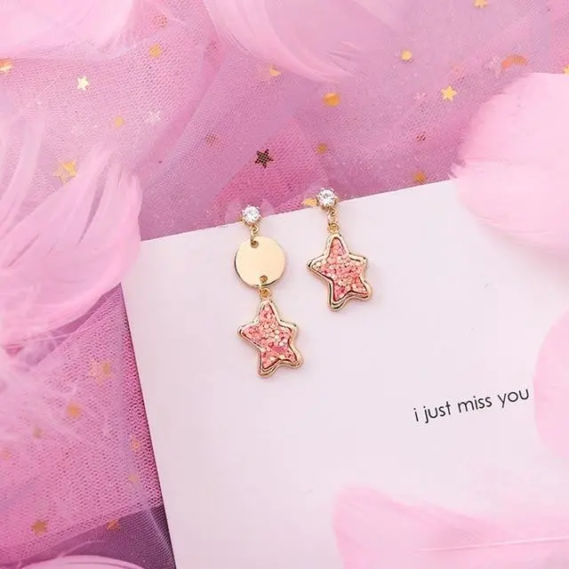 2019 Pink Earrings Korean Flower Sweet Geometric Earring Simulated Pearl Pendientes Mujer For Women Tassel Ear Jewelry Brincos 19