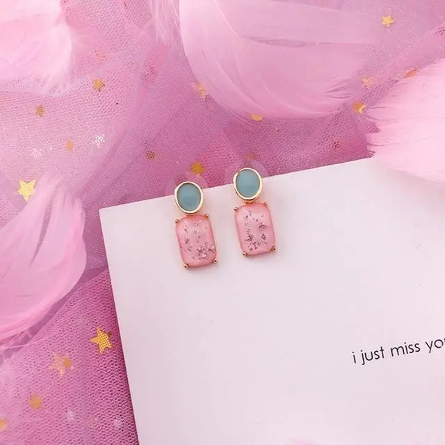2019 Pink Earrings Korean Flower Sweet Geometric Earring Simulated Pearl Pendientes Mujer For Women Tassel Ear Jewelry Brincos 20