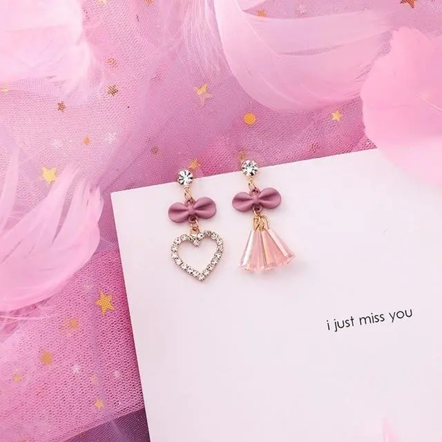 2019 Pink Earrings Korean Flower Sweet Geometric Earring Simulated Pearl Pendientes Mujer For Women Tassel Ear Jewelry Brincos 24