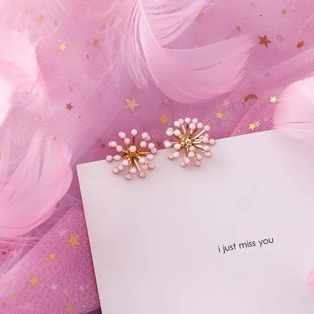 2019 Pink Earrings Korean Flower Sweet Geometric Earring Simulated Pearl Pendientes Mujer For Women Tassel Ear Jewelry Brincos 26