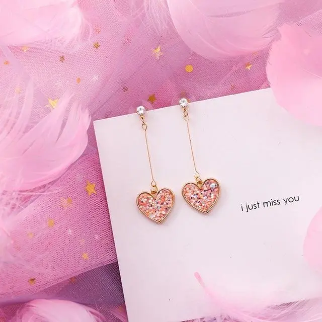 2019 Pink Earrings Korean Flower Sweet Geometric Earring Simulated Pearl Pendientes Mujer For Women Tassel Ear Jewelry Brincos 27