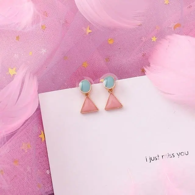 2019 Pink Earrings Korean Flower Sweet Geometric Earring Simulated Pearl Pendientes Mujer For Women Tassel Ear Jewelry Brincos 28