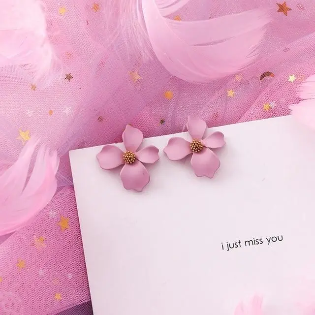 2019 Pink Earrings Korean Flower Sweet Geometric Earring Simulated Pearl Pendientes Mujer For Women Tassel Ear Jewelry Brincos 30