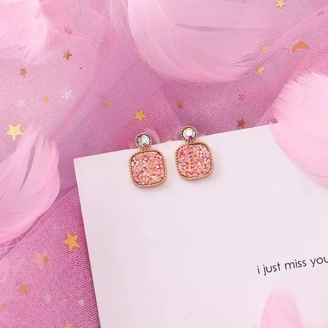 2019 Pink Earrings Korean Flower Sweet Geometric Earring Simulated Pearl Pendientes Mujer For Women Tassel Ear Jewelry Brincos 6