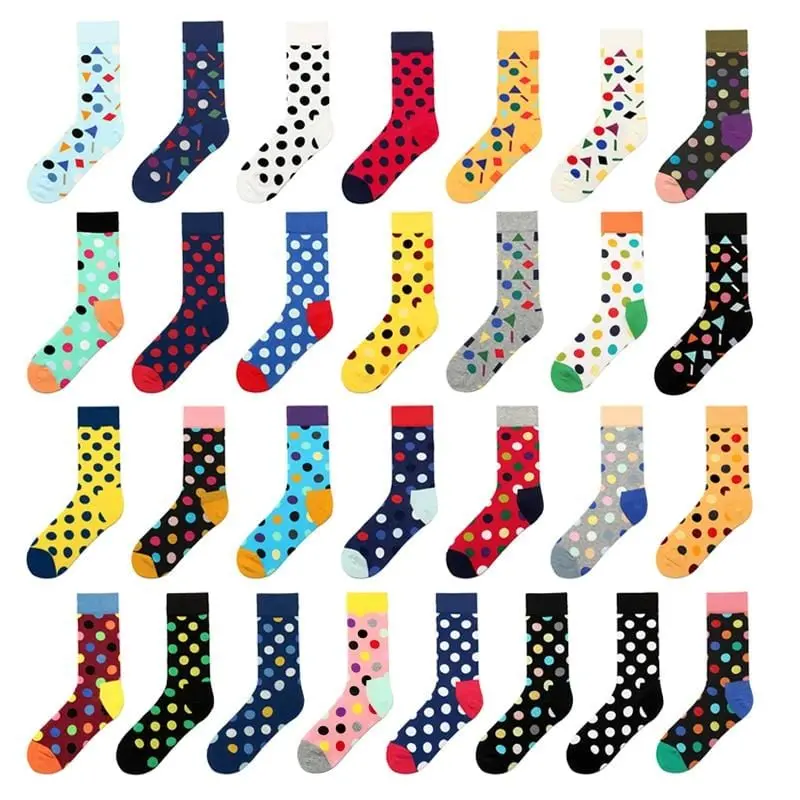 2020 Fashion Colorful Dot Cotton Men Happy Socks Personality Tide Brand Harajuku Casual Funny Socks Men Meias 1