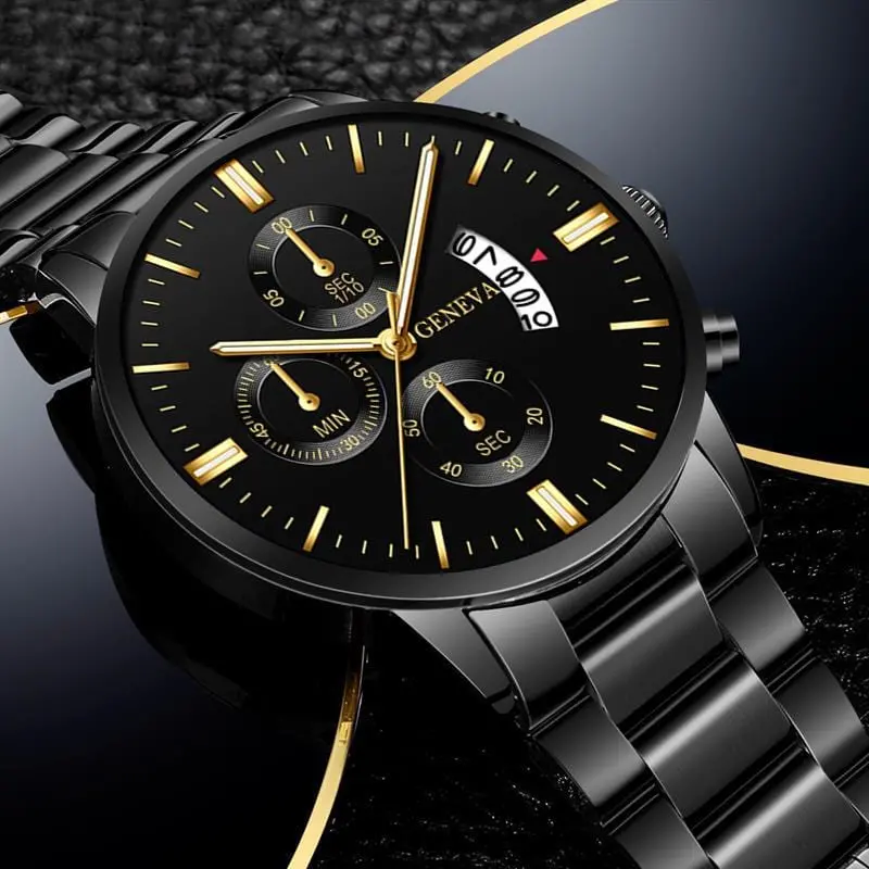 2020 Fashion Trend Men's Stainless Steel Watch Luxury Calendar Quartz Watch Men's Business Casual Watch 1