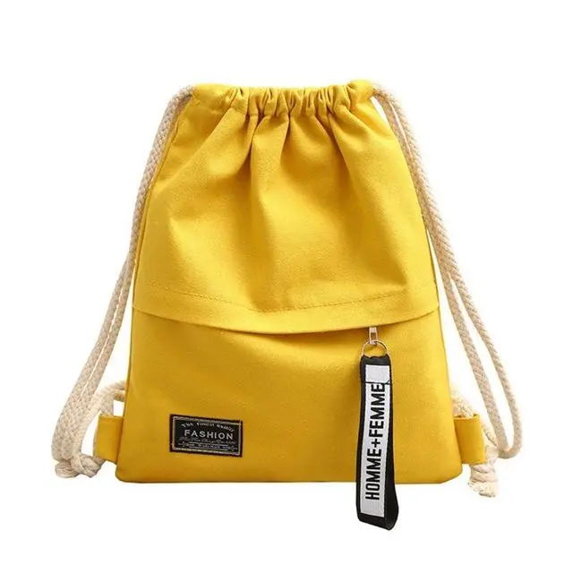 2020 Hot Selling Pouch Canvas Bag School Sport Gym Drawstring Bag Cinch Sack Canvas Storage Pack Rucksack Backpack 1