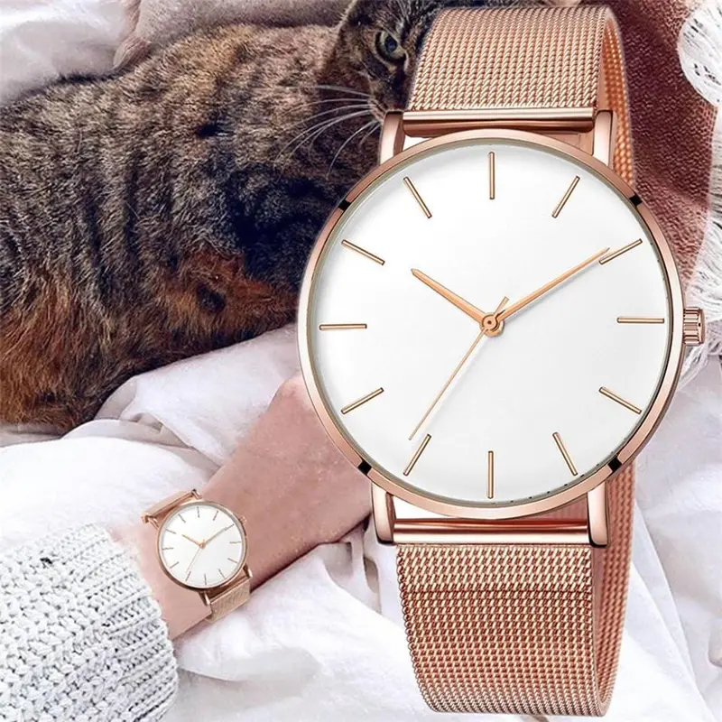 2020 Luxury Ladies Watch Mesh Stainless Steel Casual Bracelet Quartz Watch Watch Ladies Watch Clock Reloj Mujer Relogio Feminino 1