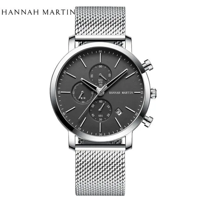 2020 New Black Stainless Steel Mesh Wristwatch High Quality Multi-Function Calendar Men's Top Brand Luxury Watches Drop Shipping 3