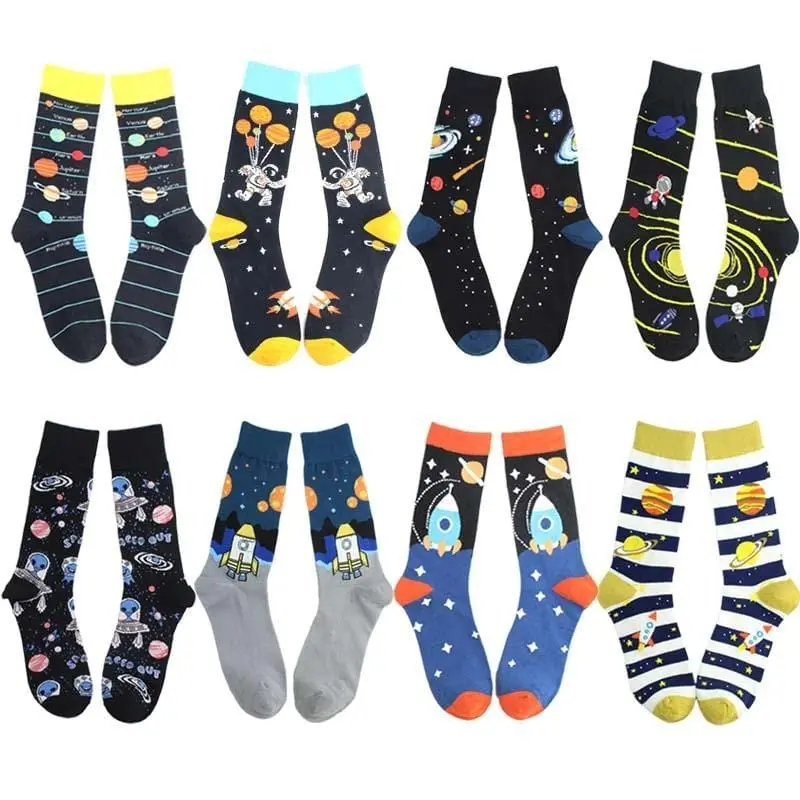 2020 New Spring Cotton Men's Space Socks Korean Women's Summer Fashion Astronaut Planet Socks Universe Novelty Short Funny Socks 1