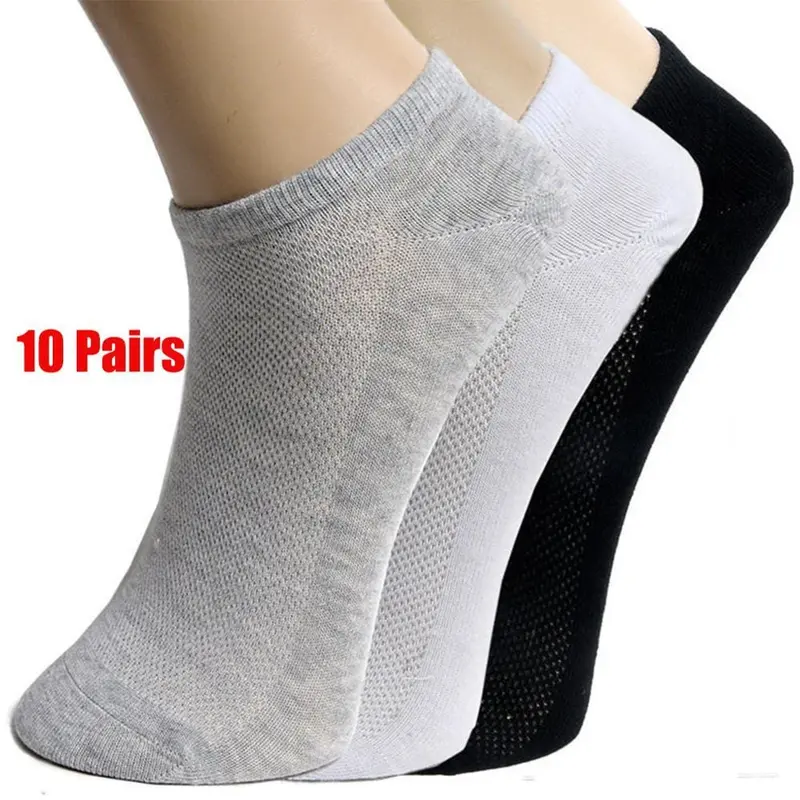 20Pcs=10Pair Solid Mesh Men's Socks Invisible Ankle Socks Men Summer Breathable Thin Male Boat Socks Hot Sale 2020 1