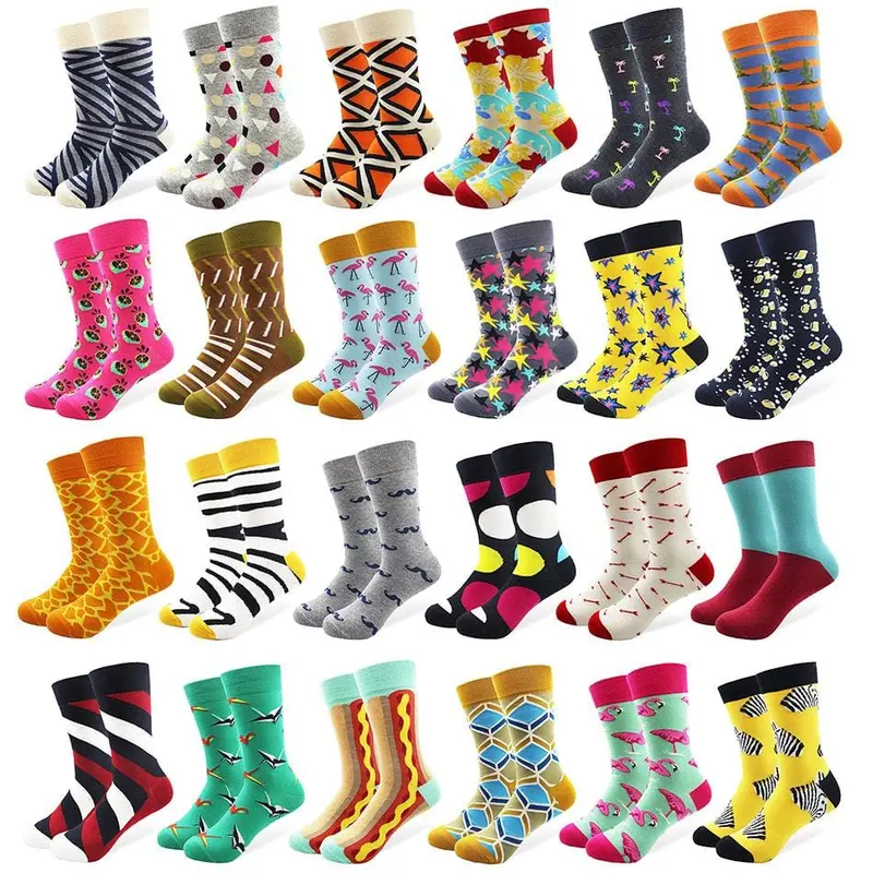 29 Patterns Men's Funny Combed Cotton Happy Socks Colorful Multi Pattern Long Tube Skateboard Casual Socks For Men 1