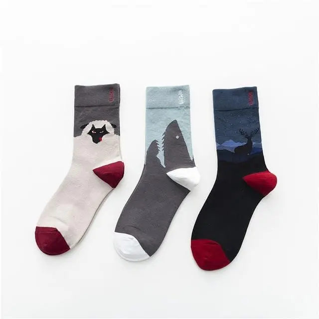 3 Pairs/Lot Winter Retro Women Van Gogh Modern Oil Paint Cotton Mural World Famous Socks Art Abstract Happy Funny Women Socks 22