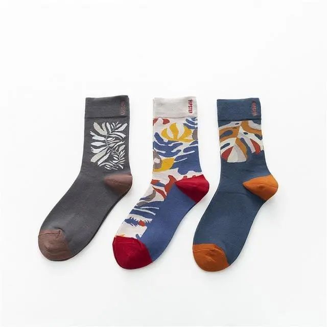 3 Pairs/Lot Winter Retro Women Van Gogh Modern Oil Paint Cotton Mural World Famous Socks Art Abstract Happy Funny Women Socks 26