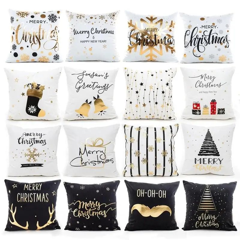 45X45cm Pillow Case Merry Christmas Decoration For Home 2019 Christmas Ornament Christmas Gift Cristmas Noel Happy New Year 2020 1