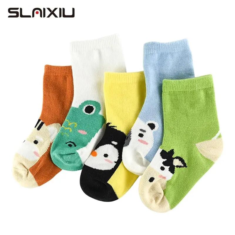 5Pair/Lot Soft Cotton Kids Socks Baby Mesh Breathable Cartoon Boys Girls Sock Autumn Winter For Children Gifts Toddler Clothes 1